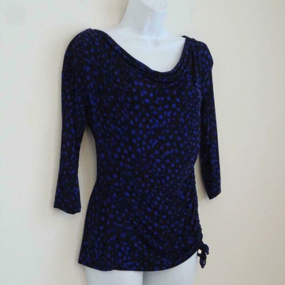 New MICHAEL KORS Black Purple Cowl Neck 3/4 Sleeve Jersey Top Extra Small XS - Picture 2 of 5